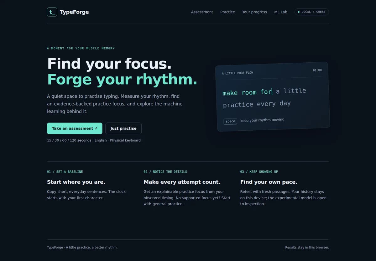 TypeForge public demo landing page